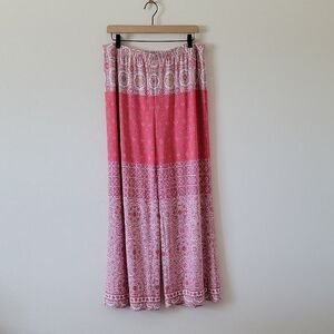 Chico's Cala d'Or Palazzo Pants Pink Tan Tile Print Size Large